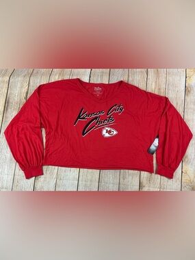 Women’s NFL Kansas City Chiefs Patrick Mahomes Majestic Threads Cropped Shirt XL